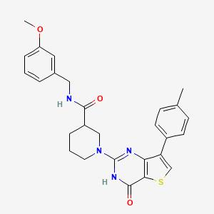 molecular formula C27H28N4O3S B2754988 N-[(3-methoxyphenyl)methyl]-1-[7-(4-methylphenyl)-4-oxo-3H,4H-thieno[3,2-d]pyrimidin-2-yl]piperidine-3-carboxamide CAS No. 1242927-75-8