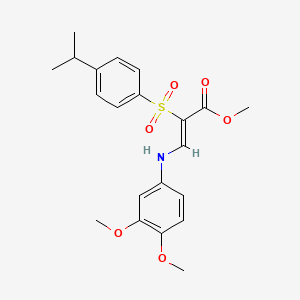 molecular formula C21H25NO6S B2754994 methyl (2Z)-3-[(3,4-dimethoxyphenyl)amino]-2-[(4-isopropylphenyl)sulfonyl]acrylate CAS No. 1327178-01-7