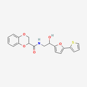 molecular formula C19H17NO5S B2755006 N-{2-hydroxy-2-[5-(thiophen-2-yl)furan-2-yl]ethyl}-2,3-dihydro-1,4-benzodioxine-2-carboxamide CAS No. 2319717-42-3