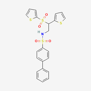molecular formula C22H19NO4S4 B2755010 N-[2-(THIOPHEN-2-YL)-2-(THIOPHENE-2-SULFONYL)ETHYL]-[1,1'-BIPHENYL]-4-SULFONAMIDE CAS No. 896349-65-8