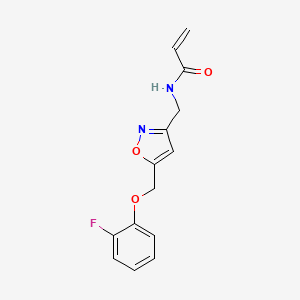 molecular formula C14H13FN2O3 B2755017 N-({5-[(2-fluorophenoxy)methyl]-1,2-oxazol-3-yl}methyl)prop-2-enamide CAS No. 2305569-89-3
