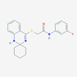 molecular formula C21H22FN3OS B2755027 N-(3-fluorophenyl)-2-{1'H-spiro[cyclohexane-1,2'-quinazoline]sulfanyl}acetamide CAS No. 893787-58-1
