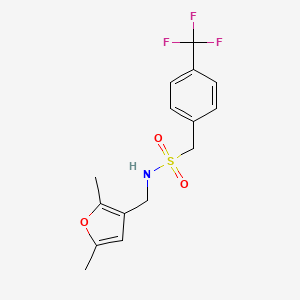 molecular formula C15H16F3NO3S B2755029 N-[(2,5-dimethylfuran-3-yl)methyl]-1-[4-(trifluoromethyl)phenyl]methanesulfonamide CAS No. 1396634-84-6