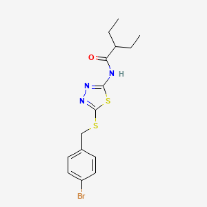 molecular formula C15H18BrN3OS2 B2755036 N-(5-((4-bromobenzyl)thio)-1,3,4-thiadiazol-2-yl)-2-ethylbutanamide CAS No. 392302-60-2
