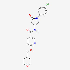 molecular formula C22H24ClN3O4 B2755046 N-[1-(4-chlorophenyl)-5-oxopyrrolidin-3-yl]-6-[(oxan-4-yl)methoxy]pyridine-3-carboxamide CAS No. 2034617-48-4
