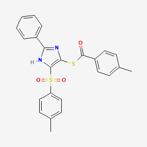 molecular formula C24H20N2O3S2 B2755098 S-(2-phenyl-4-tosyl-1H-imidazol-5-yl) 4-methylbenzothioate CAS No. 324050-23-9