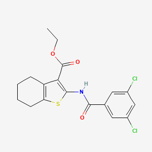 molecular formula C18H17Cl2NO3S B2755109 ETHYL 2-(3,5-DICHLOROBENZAMIDO)-4,5,6,7-TETRAHYDRO-1-BENZOTHIOPHENE-3-CARBOXYLATE CAS No. 312917-29-6