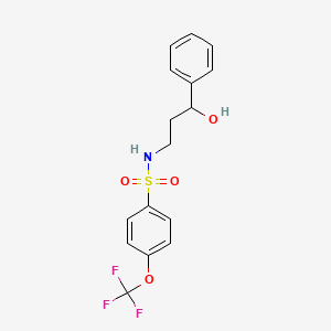 molecular formula C16H16F3NO4S B2755122 N-(3-hydroxy-3-phenylpropyl)-4-(trifluoromethoxy)benzenesulfonamide CAS No. 1421468-14-5