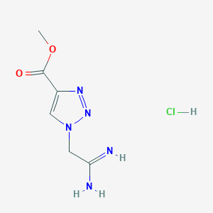 molecular formula C6H10ClN5O2 B2755186 Methyl 1-(carbamimidoylmethyl)-1h-1,2,3-triazole-4-carboxylate hydrochloride CAS No. 2230798-53-3