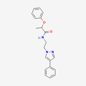 molecular formula C20H21N3O2 B2755187 2-phenoxy-N-(2-(4-phenyl-1H-pyrazol-1-yl)ethyl)propanamide CAS No. 2034553-42-7