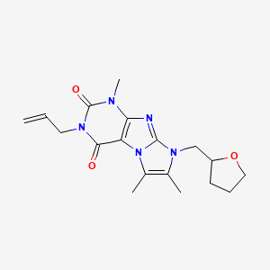molecular formula C18H23N5O3 B2755200 4,7,8-Trimethyl-6-(oxolan-2-ylmethyl)-2-prop-2-enylpurino[7,8-a]imidazole-1,3-dione CAS No. 876674-49-6
