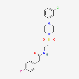 molecular formula C20H23ClFN3O3S B2755217 N-(2-((4-(3-chlorophenyl)piperazin-1-yl)sulfonyl)ethyl)-2-(4-fluorophenyl)acetamide CAS No. 897613-15-9