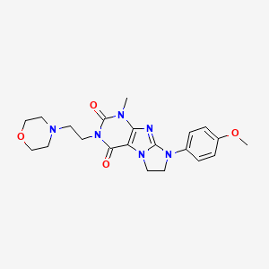 molecular formula C21H26N6O4 B2755230 6-(4-Methoxyphenyl)-4-methyl-2-(2-morpholin-4-ylethyl)-7,8-dihydropurino[7,8-a]imidazole-1,3-dione CAS No. 893957-11-4