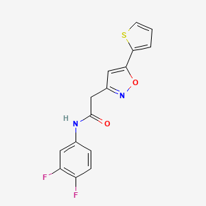 molecular formula C15H10F2N2O2S B2755263 N-(3,4-difluorophenyl)-2-(5-(thiophen-2-yl)isoxazol-3-yl)acetamide CAS No. 946228-03-1