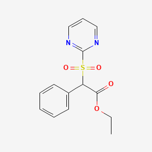 molecular formula C14H14N2O4S B2755264 Ethyl 2-phenyl-2-(pyrimidine-2-sulfonyl)acetate CAS No. 2155852-31-4