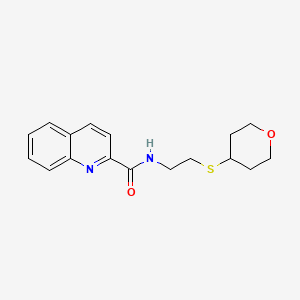 molecular formula C17H20N2O2S B2755293 N-[2-(oxan-4-ylsulfanyl)ethyl]quinoline-2-carboxamide CAS No. 2034263-61-9