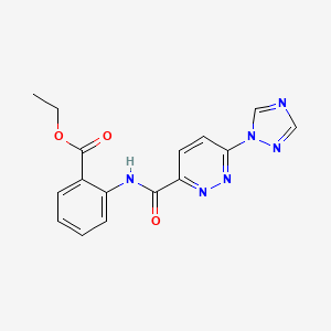 molecular formula C16H14N6O3 B2755313 ethyl 2-[6-(1H-1,2,4-triazol-1-yl)pyridazine-3-amido]benzoate CAS No. 1448058-81-8