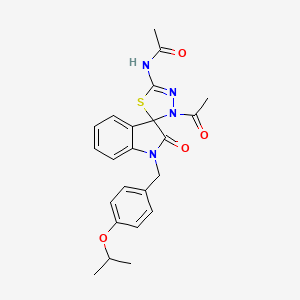 molecular formula C23H24N4O4S B2755319 N-(3'-acetyl-2-oxo-1-{[4-(propan-2-yloxy)phenyl]methyl}-1,2-dihydro-3'H-spiro[indole-3,2'-[1,3,4]thiadiazole]-5'-yl)acetamide CAS No. 902255-04-3