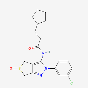 molecular formula C19H22ClN3O2S B2755349 N-[2-(3-chlorophenyl)-5-oxo-2H,4H,6H-5lambda4-thieno[3,4-c]pyrazol-3-yl]-3-cyclopentylpropanamide CAS No. 1008857-87-1