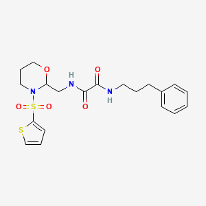 molecular formula C20H25N3O5S2 B2755351 N'-(3-phenylpropyl)-N-{[3-(thiophene-2-sulfonyl)-1,3-oxazinan-2-yl]methyl}ethanediamide CAS No. 872986-75-9