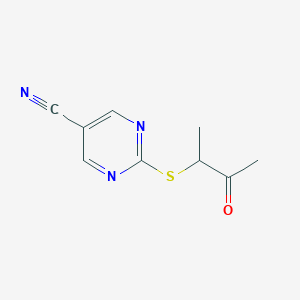 molecular formula C9H9N3OS B2755399 2-[(3-oxobutan-2-yl)sulfanyl]pyrimidine-5-carbonitrile CAS No. 338420-98-7