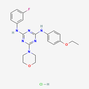 molecular formula C21H24ClFN6O2 B2755408 N2-(4-ETHOXYPHENYL)-N4-(3-FLUOROPHENYL)-6-(MORPHOLIN-4-YL)-1,3,5-TRIAZINE-2,4-DIAMINE HYDROCHLORIDE CAS No. 1179485-96-1