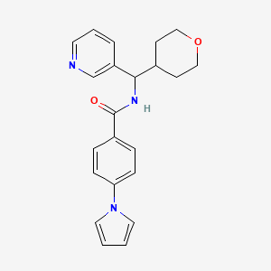 molecular formula C22H23N3O2 B2755445 N-[(oxan-4-yl)(pyridin-3-yl)methyl]-4-(1H-pyrrol-1-yl)benzamide CAS No. 2034549-71-6