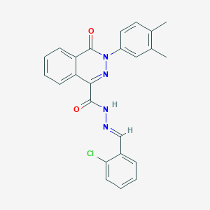 molecular formula C24H19ClN4O2 B2755447 N'-[(1E)-(2-chlorophenyl)methylidene]-3-(3,4-dimethylphenyl)-4-oxo-3,4-dihydrophthalazine-1-carbohydrazide CAS No. 478045-75-9