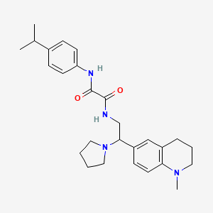 molecular formula C27H36N4O2 B2755543 N-[2-(1-methyl-1,2,3,4-tetrahydroquinolin-6-yl)-2-(pyrrolidin-1-yl)ethyl]-N'-[4-(propan-2-yl)phenyl]ethanediamide CAS No. 922120-03-4