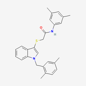 molecular formula C27H28N2OS B2755565 N-(3,5-dimethylphenyl)-2-({1-[(2,5-dimethylphenyl)methyl]-1H-indol-3-yl}sulfanyl)acetamide CAS No. 681279-71-0