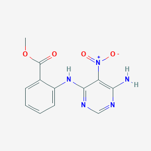 molecular formula C12H11N5O4 B2755578 Methyl 2-[(6-amino-5-nitropyrimidin-4-yl)amino]benzoate CAS No. 450345-21-8