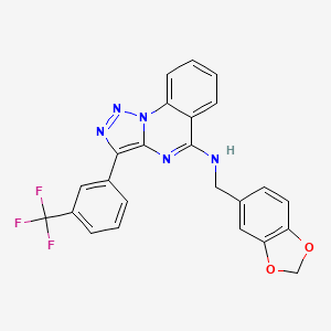 molecular formula C24H16F3N5O2 B2755582 N-[(2H-1,3-benzodioxol-5-yl)methyl]-3-[3-(trifluoromethyl)phenyl]-[1,2,3]triazolo[1,5-a]quinazolin-5-amine CAS No. 866844-68-0
