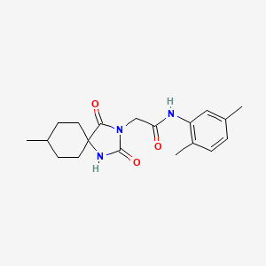 molecular formula C19H25N3O3 B2755602 N-(2,5-dimethylphenyl)-2-(8-methyl-2,4-dioxo-1,3-diazaspiro[4.5]decan-3-yl)acetamide CAS No. 730949-39-0