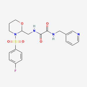 molecular formula C19H21FN4O5S B2755622 N-{[3-(4-fluorobenzenesulfonyl)-1,3-oxazinan-2-yl]methyl}-N'-[(pyridin-3-yl)methyl]ethanediamide CAS No. 869071-64-7