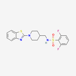 molecular formula C19H19F2N3O2S2 B2755623 N-((1-(benzo[d]thiazol-2-yl)piperidin-4-yl)methyl)-2,6-difluorobenzenesulfonamide CAS No. 1797563-54-2