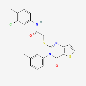 molecular formula C23H20ClN3O2S2 B2755646 N-(3-chloro-4-methylphenyl)-2-{[3-(3,5-dimethylphenyl)-4-oxo-3,4-dihydrothieno[3,2-d]pyrimidin-2-yl]sulfanyl}acetamide CAS No. 1260941-53-4