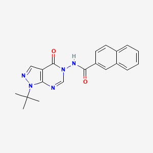 molecular formula C20H19N5O2 B2755689 N-{1-tert-butyl-4-oxo-1H,4H,5H-pyrazolo[3,4-d]pyrimidin-5-yl}naphthalene-2-carboxamide CAS No. 899751-76-9