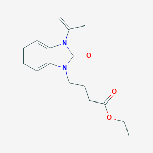 molecular formula C16H20N2O3 B027557 3-Isopropenyl-2-oxo-1-benzimidazolinebutyric Acid Ethyl Ester CAS No. 116199-87-2