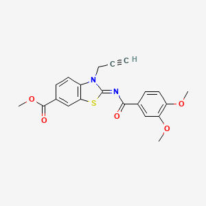 molecular formula C21H18N2O5S B2755707 methyl (2Z)-2-[(3,4-dimethoxybenzoyl)imino]-3-(prop-2-yn-1-yl)-2,3-dihydro-1,3-benzothiazole-6-carboxylate CAS No. 941917-00-6