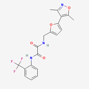 molecular formula C19H16F3N3O4 B2755719 N-{[5-(3,5-dimethyl-1,2-oxazol-4-yl)furan-2-yl]methyl}-N'-[2-(trifluoromethyl)phenyl]ethanediamide CAS No. 2415634-33-0