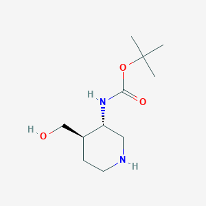 molecular formula C11H22N2O3 B2755750 rac-tert-butyl N-[(3R,4S)-4-(hydroxymethyl)piperidin-3-yl]carbamate CAS No. 2165749-18-6
