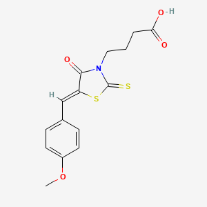 molecular formula C15H15NO4S2 B2755754 4-[(5Z)-5-[(4-methoxyphenyl)methylidene]-4-oxo-2-sulfanylidene-1,3-thiazolidin-3-yl]butanoic acid CAS No. 614736-75-3