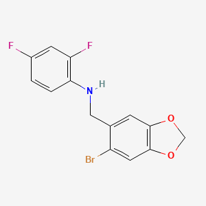 molecular formula C14H10BrF2NO2 B2755773 N-[(6-bromo-1,3-benzodioxol-5-yl)methyl]-2,4-difluoroaniline CAS No. 301193-44-2