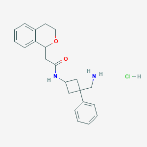 molecular formula C22H27ClN2O2 B2755793 N-[3-(Aminomethyl)-3-phenylcyclobutyl]-2-(3,4-dihydro-1H-isochromen-1-yl)acetamide;hydrochloride CAS No. 2418629-95-3