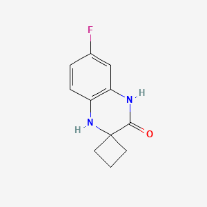molecular formula C11H11FN2O B2755795 6'-fluoro-3',4'-dihydro-1'H-spiro[cyclobutane-1,2'-quinoxaline]-3'-one CAS No. 1503582-73-7