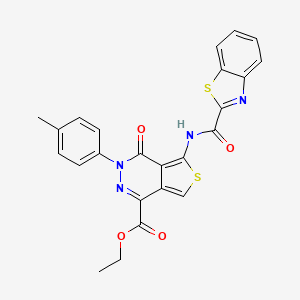 molecular formula C24H18N4O4S2 B2755831 ethyl 5-(1,3-benzothiazole-2-amido)-3-(4-methylphenyl)-4-oxo-3H,4H-thieno[3,4-d]pyridazine-1-carboxylate CAS No. 1251626-99-9