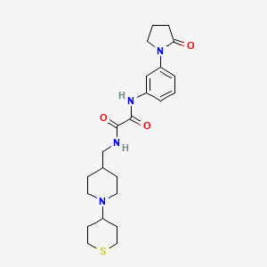 molecular formula C23H32N4O3S B2755832 N'-[3-(2-oxopyrrolidin-1-yl)phenyl]-N-{[1-(thian-4-yl)piperidin-4-yl]methyl}ethanediamide CAS No. 2034383-60-1