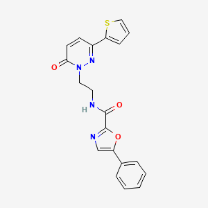 molecular formula C20H16N4O3S B2755869 N-(2-(6-oxo-3-(thiophen-2-yl)pyridazin-1(6H)-yl)ethyl)-5-phenyloxazole-2-carboxamide CAS No. 1798679-31-8