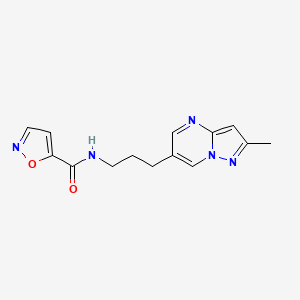 molecular formula C14H15N5O2 B2755872 N-(3-(2-methylpyrazolo[1,5-a]pyrimidin-6-yl)propyl)isoxazole-5-carboxamide CAS No. 1797710-30-5