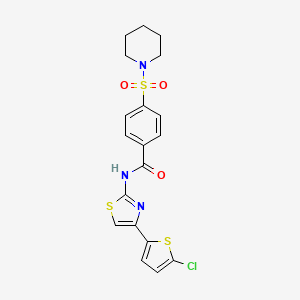 molecular formula C19H18ClN3O3S3 B2755880 N-(4-(5-chlorothiophen-2-yl)thiazol-2-yl)-4-(piperidin-1-ylsulfonyl)benzamide CAS No. 325986-64-9